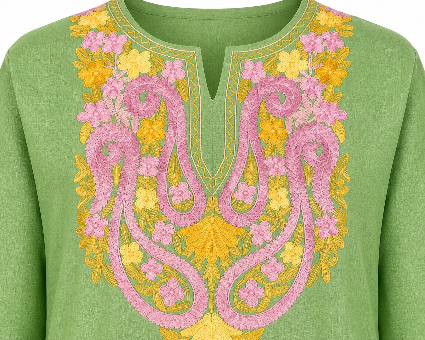 Kashmir Aari cotton Co-Ord Set | Light Green